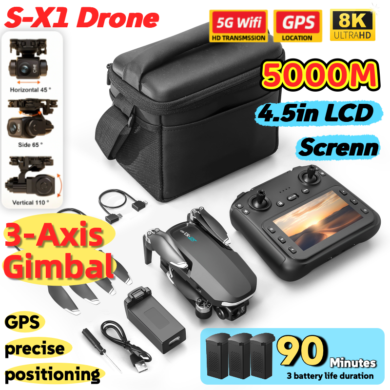 Drone Kit Long Range - S-X1 MAX GPS Drone with 3-Axis